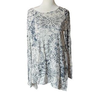 PERUVIAN CONNECTION Lace Printed Flowy Long Sleeve Top Sz XS/S